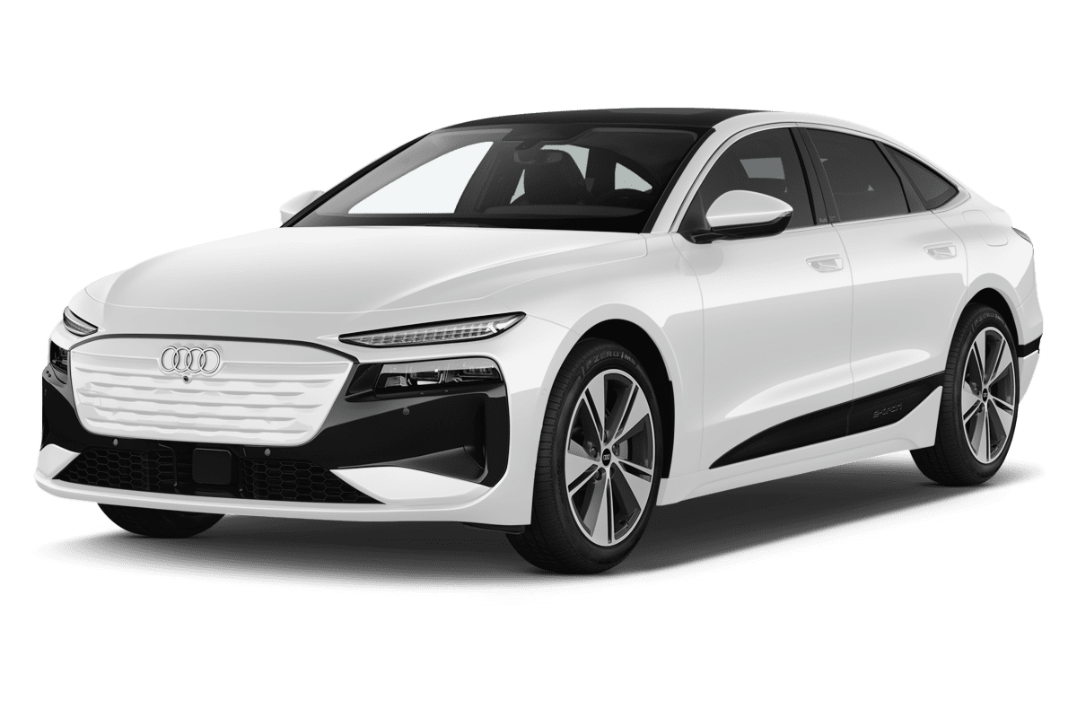 Schräge Frontansicht eines Audi A6 e-tron, freigestellt