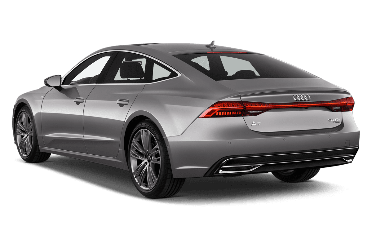 Schräge Heckansicht eines Audi A7 Sportback, freigestellt