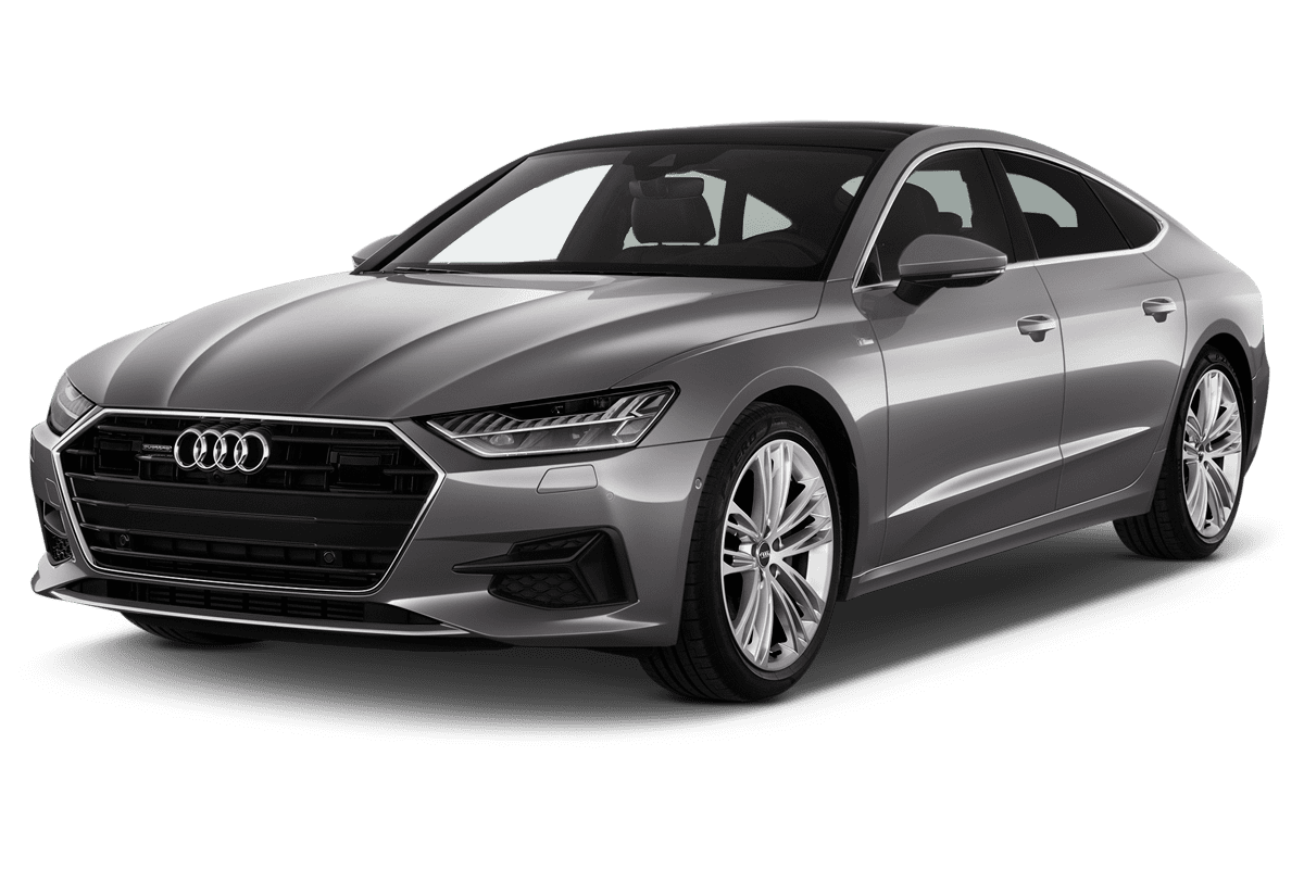 Schräge Frontansicht eines Audi A7 Sportback TFSI e, freigestellt