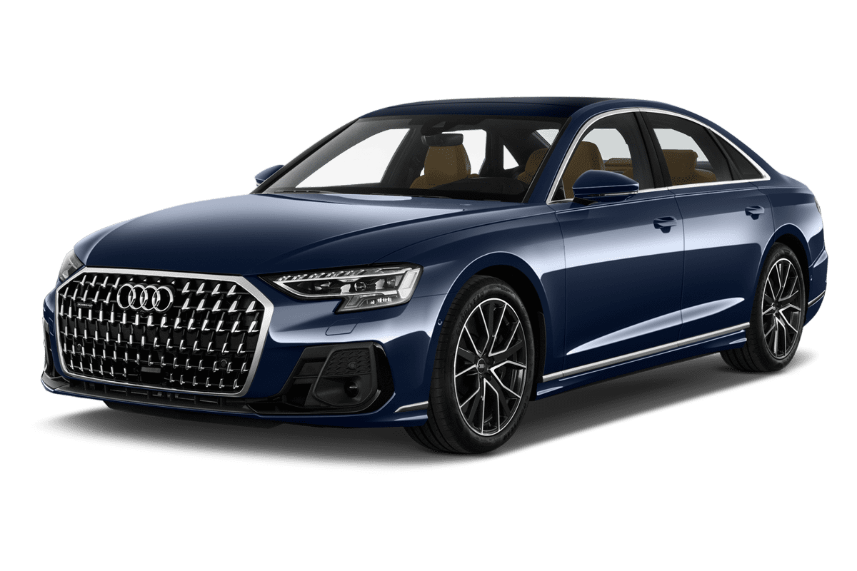 Schräge Frontansicht eines Audi A8, freigestellt