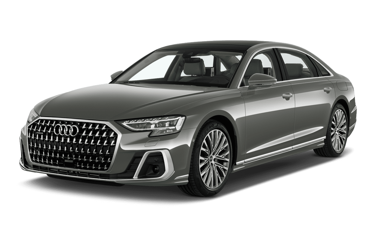 Schräge Frontansicht eines Audi A8 TFSI e, freigestellt