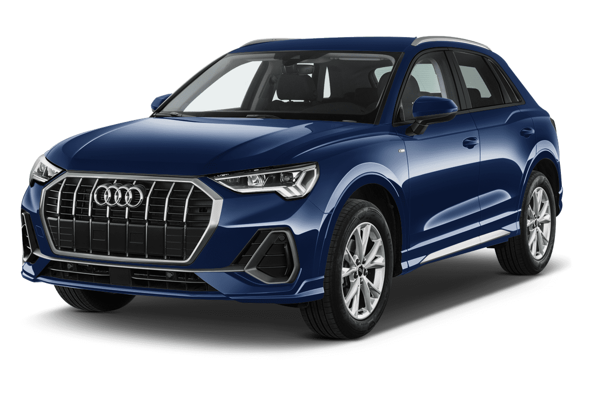 Schräge Frontansicht eines Audi Q3, freigestellt