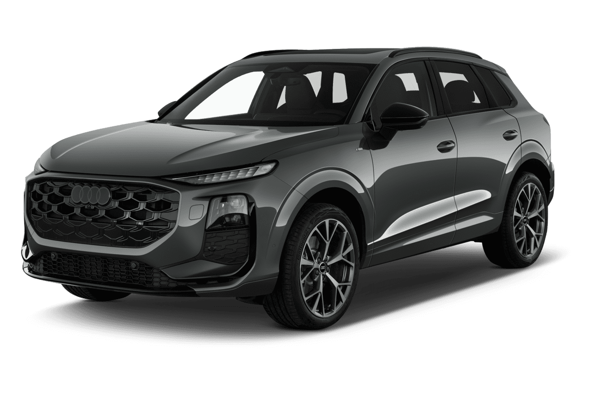 Schräge Frontansicht eines Audi Q3 SUV (neues Modell), freigestellt