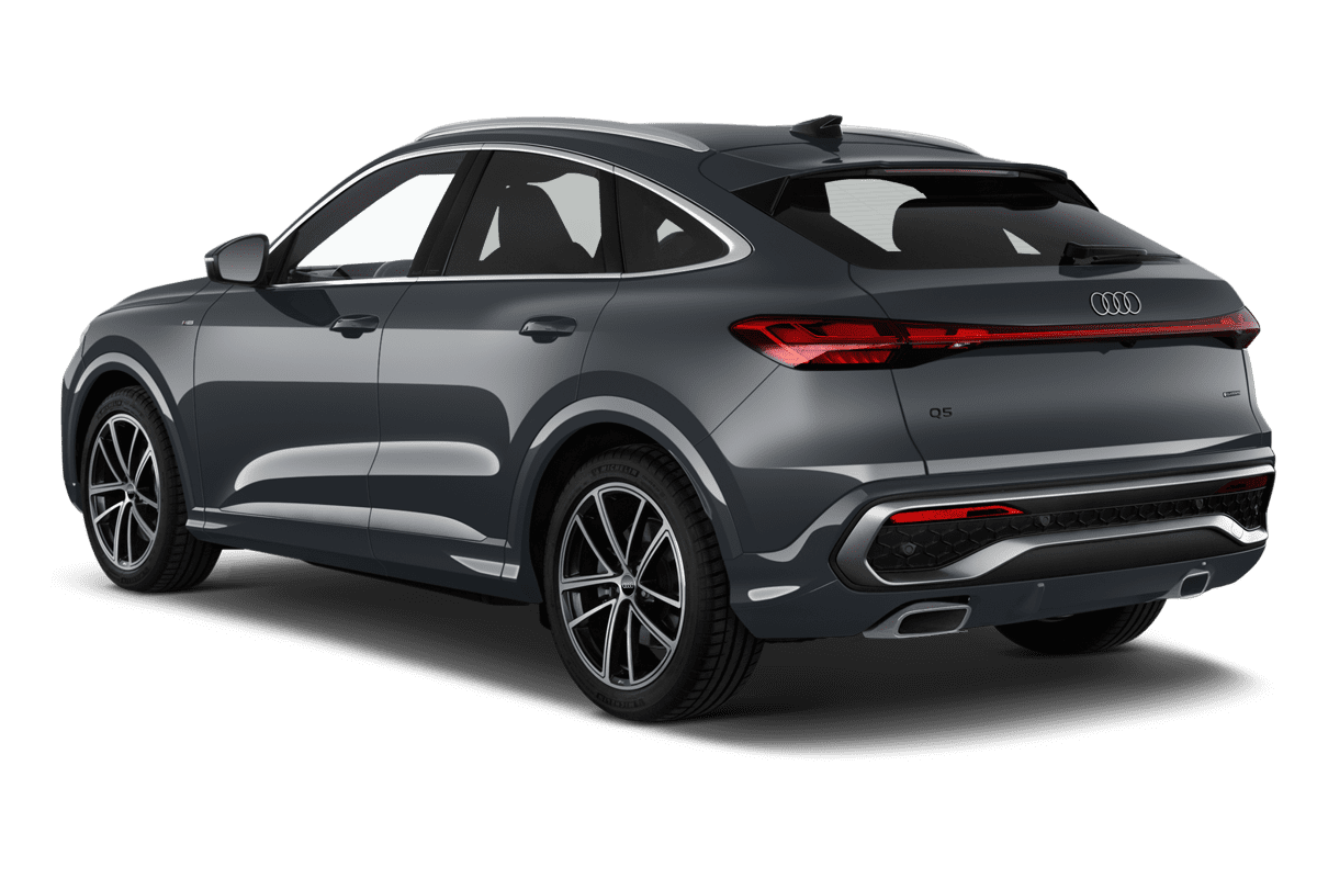 Schräge Heckansicht eines Audi Q5 Sportback , freigestellt