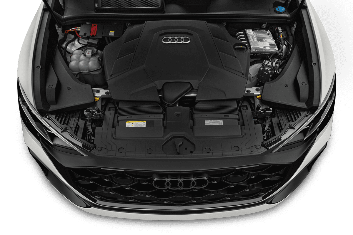 Motorraum eines Audi Q8 SUV TFSI e 