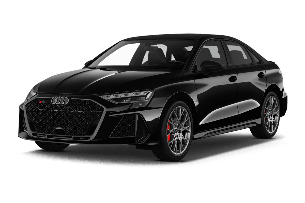 Schräge Frontansicht eines Audi A3 Limousine, freigestellt