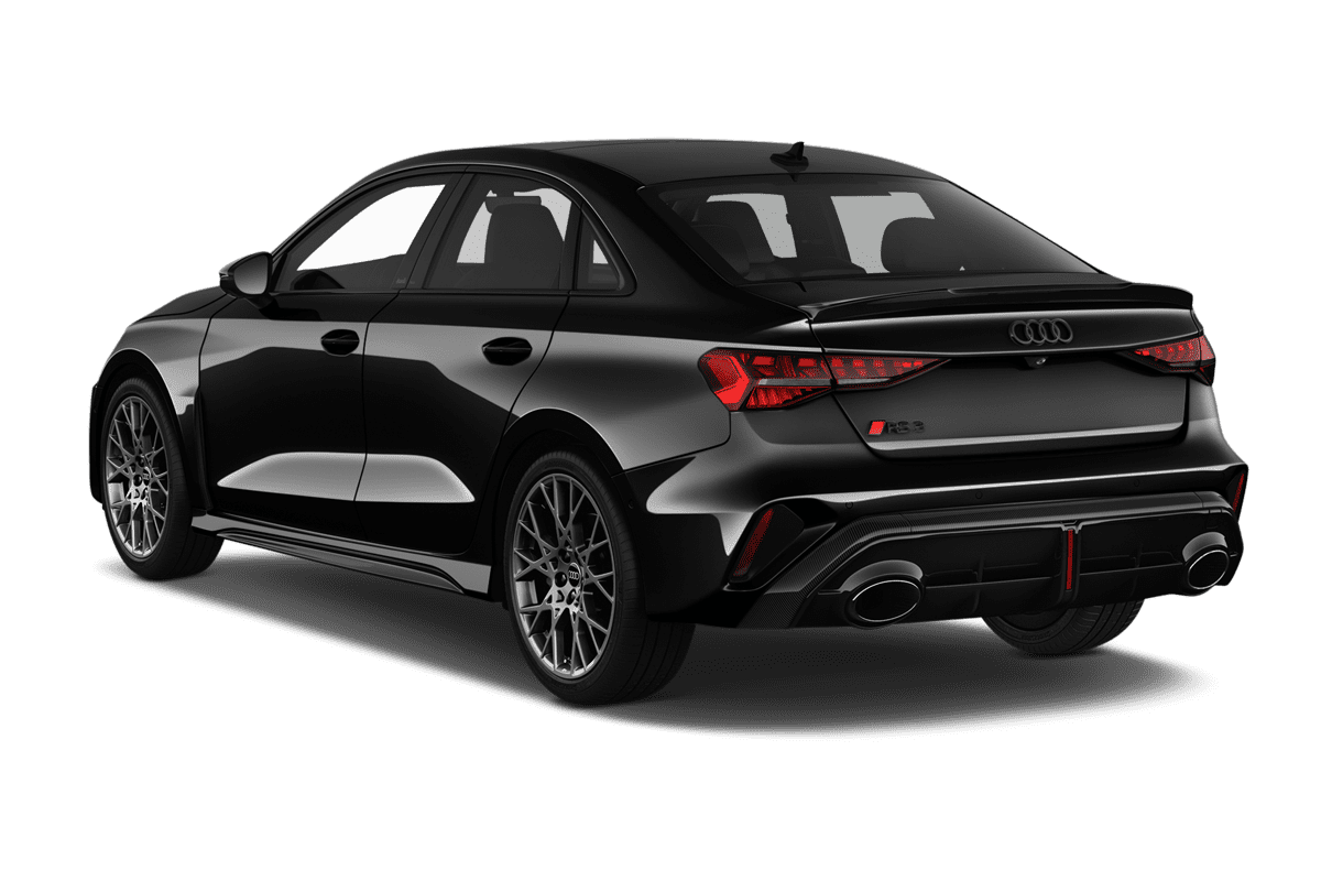 Schräge Heckansicht eines Audi A3 Limousine, freigestellt