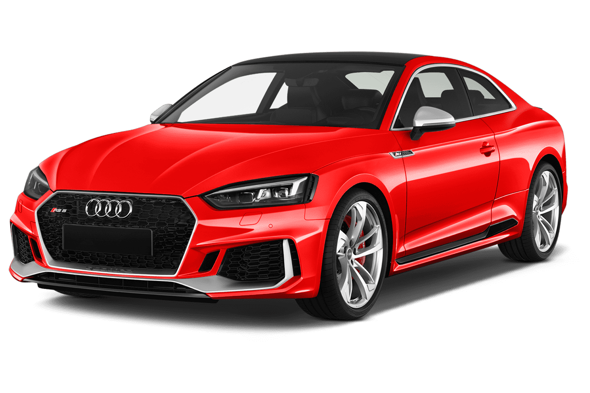 Schräge Frontansicht eines Audi RS5 Coupé, freigestellt