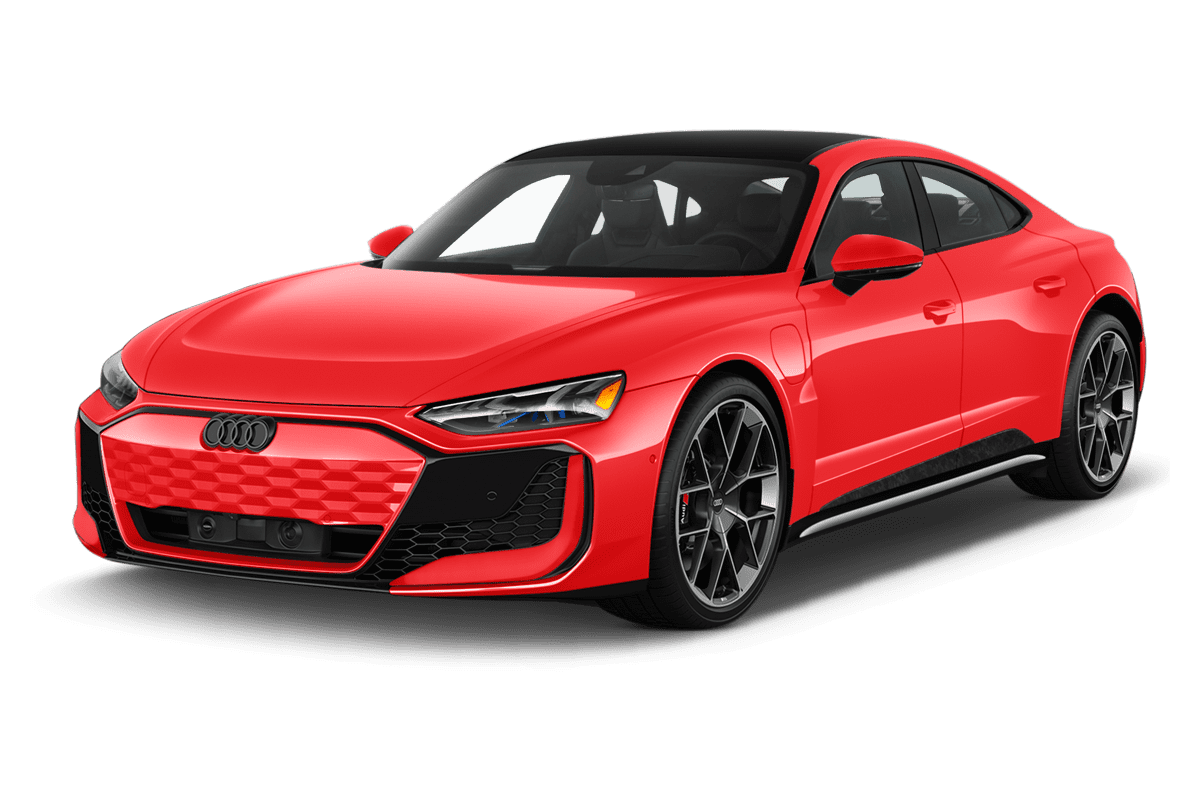 Schräge Frontansicht eines Audi RS e-tron GT, freigestellt