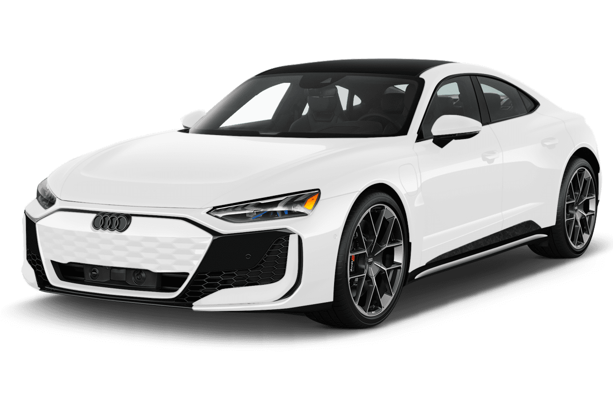 Schräge Frontansicht eines Audi e-tron GT, freigestellt