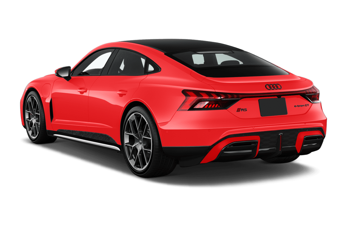 Schräge Heckansicht eines Audi RS e-tron GT, freigestellt