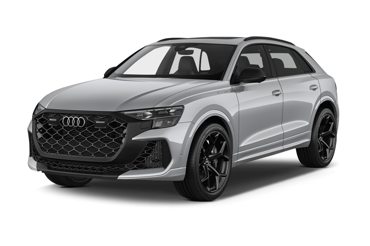 Schräge Frontansicht eines Audi RS Q8 SUV, freigestellt