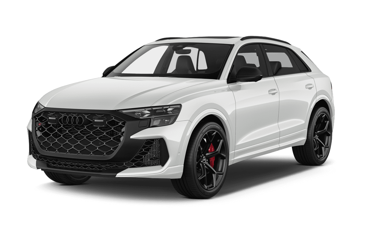 Schräge Frontansicht eines Audi RS Q8 SUV, freigestellt
