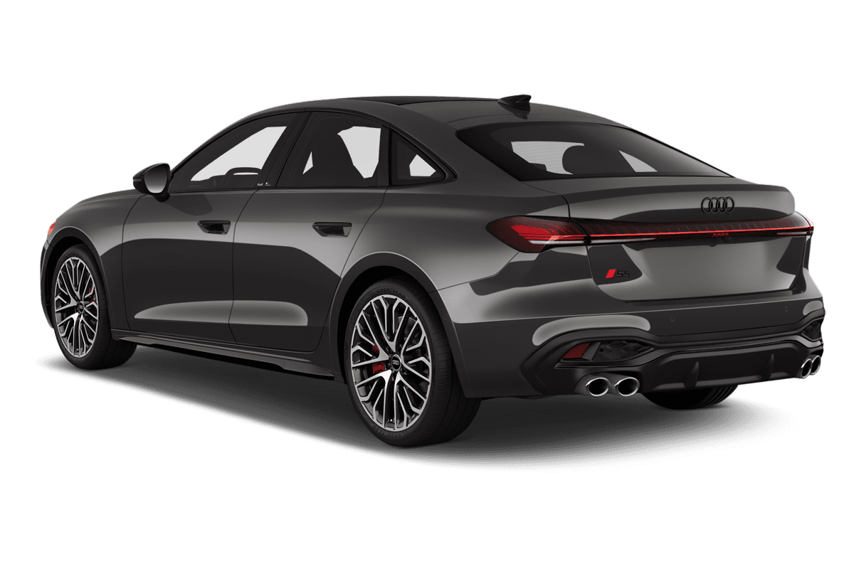 Schräge Heckansicht eines Audi S5 Limousine , freigestellt