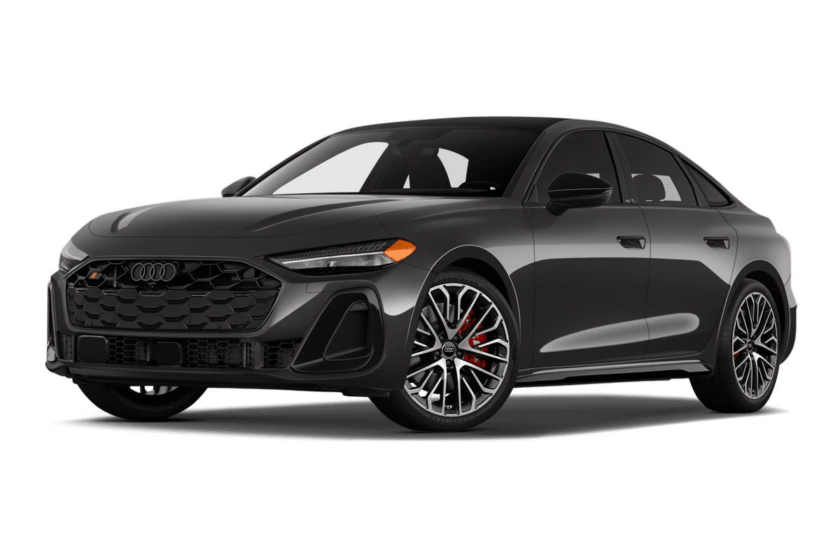 Tiefe, schräge Heckansicht eines Audi S5 Limousine , freigestellt