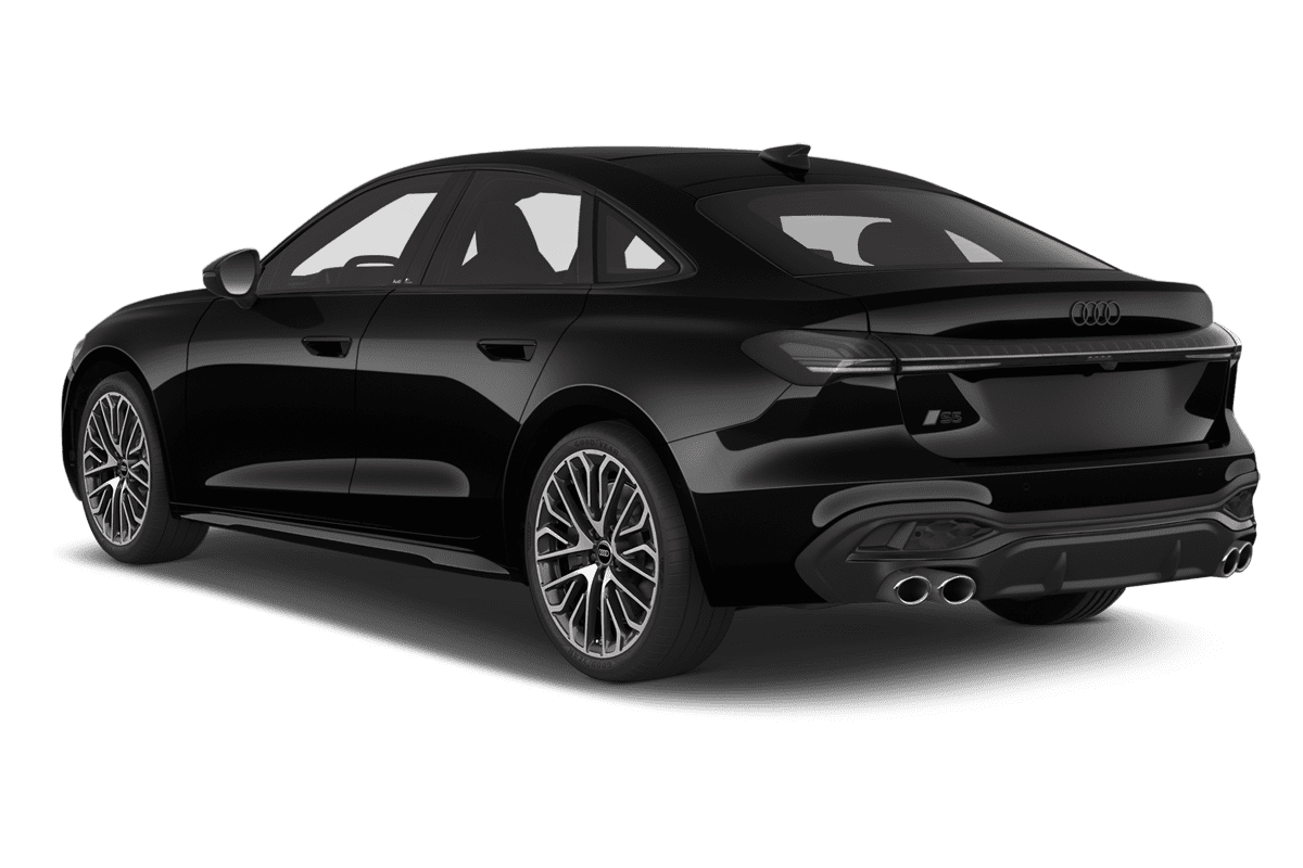 Schräge Heckansicht eines Audi S5 Limousine , freigestellt