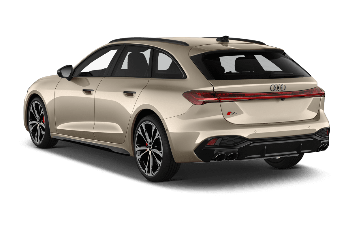 Schräge Heckansicht eines Audi S5 Avant , freigestellt