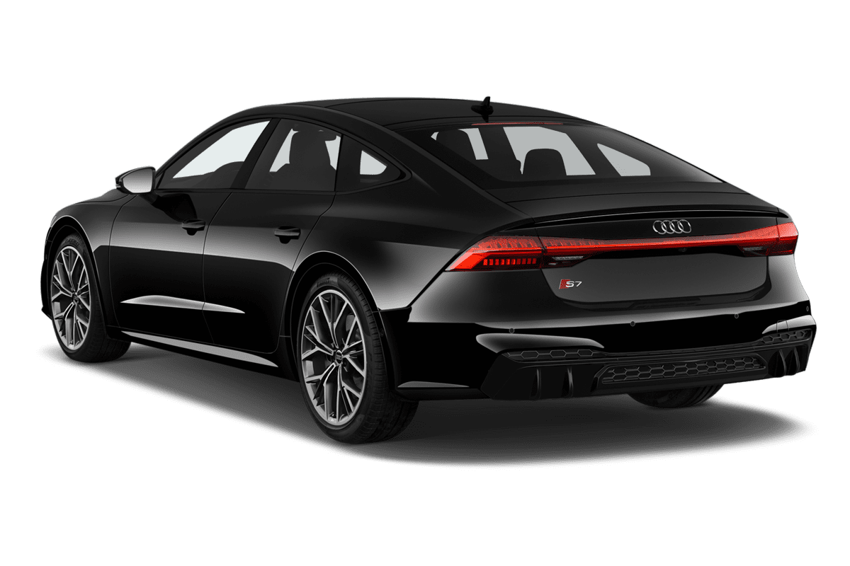 Schräge Heckansicht eines Audi S7 Sportback, freigestellt