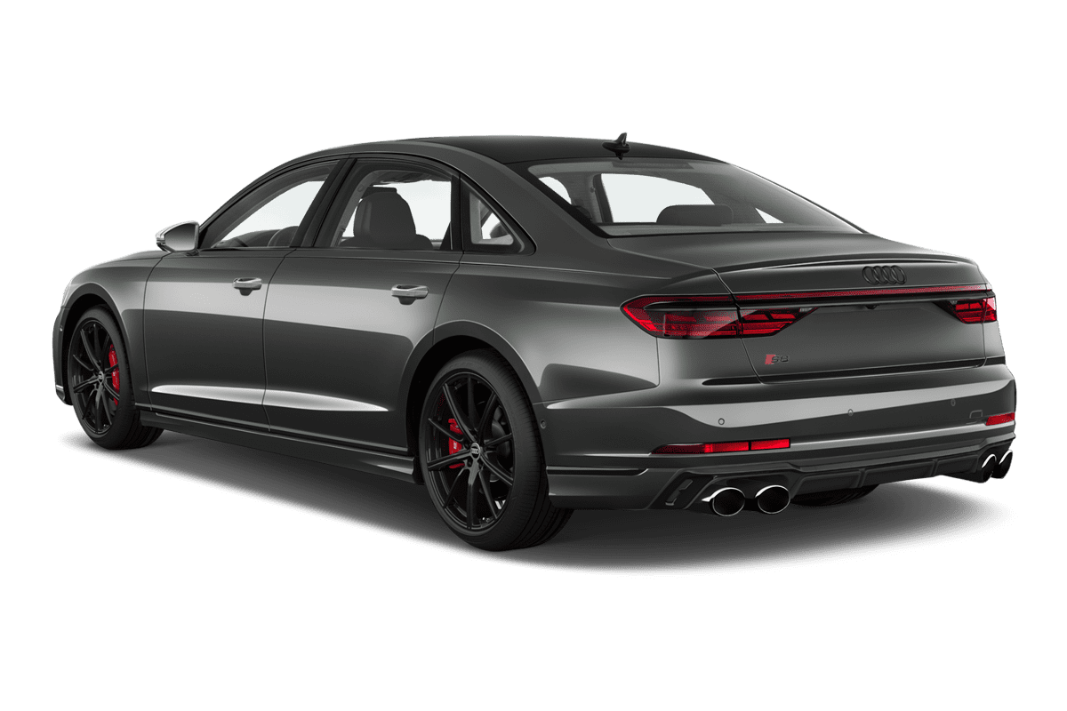 Schräge Heckansicht eines Audi S8, freigestellt