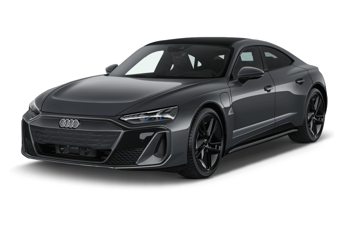 Schräge Frontansicht eines Audi e-tron GT, freigestellt