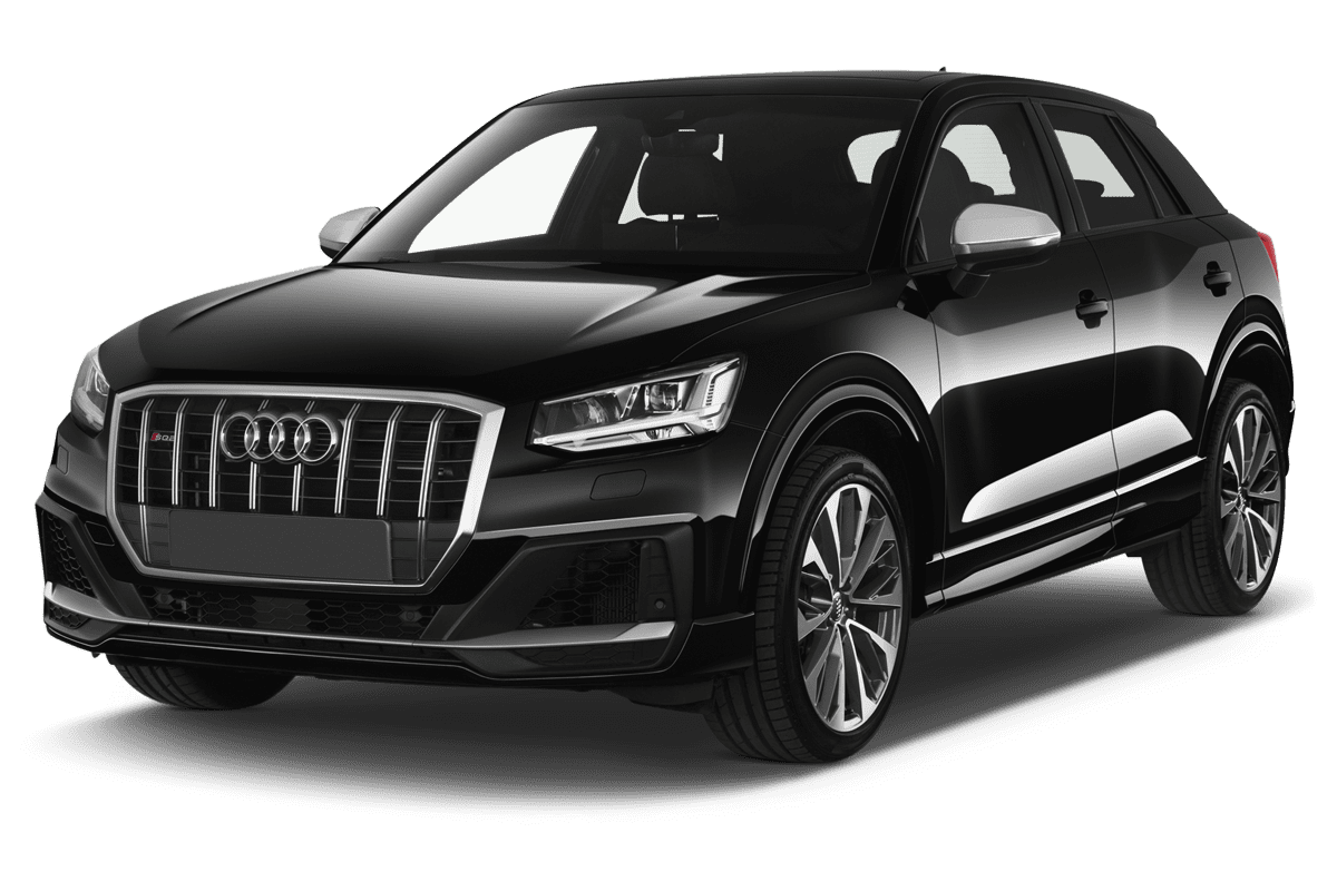 Schräge Frontansicht eines Audi SQ2 , freigestellt