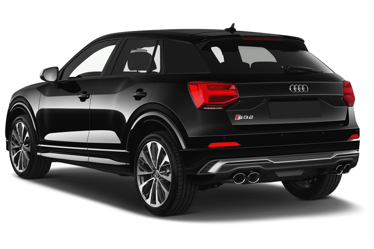 Schräge Heckansicht eines Audi SQ2 , freigestellt