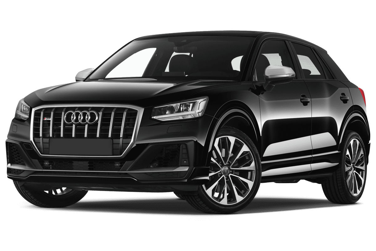 Tiefe, schräge Heckansicht eines Audi SQ2 , freigestellt