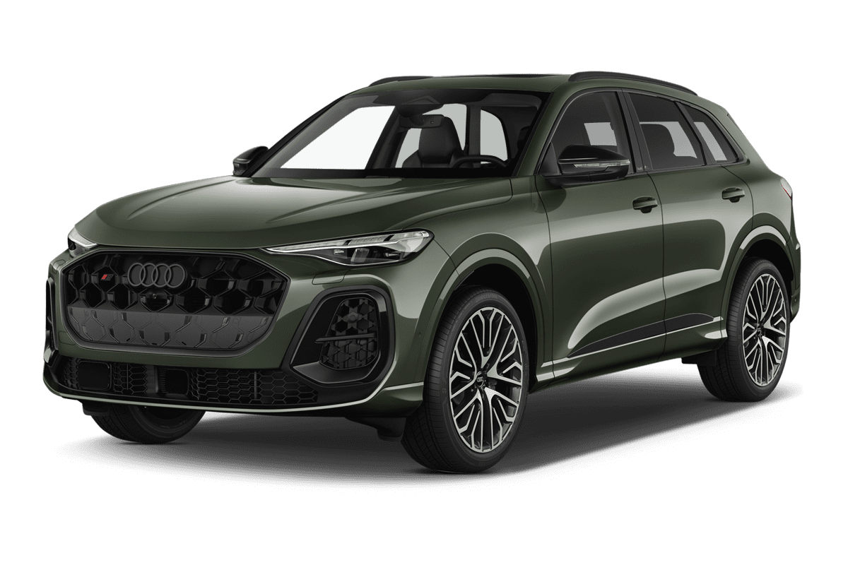 Schräge Frontansicht eines Audi SQ5 SUV, freigestellt