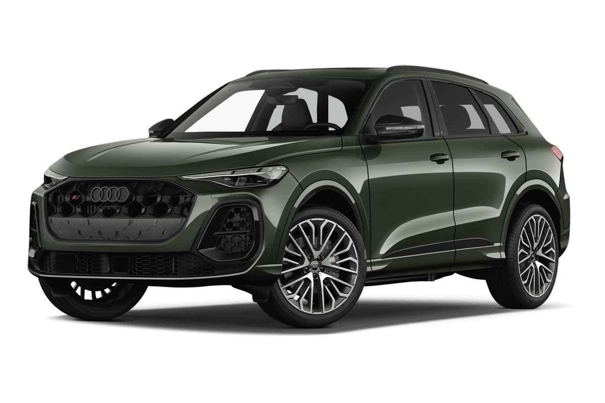 Tiefe, schräge Heckansicht eines Audi SQ5 SUV, freigestellt