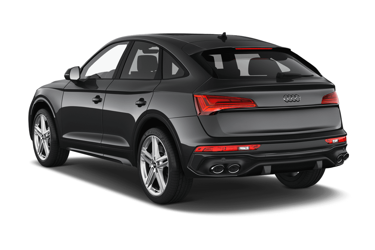Schräge Heckansicht eines Audi SQ5 Sportback , freigestellt