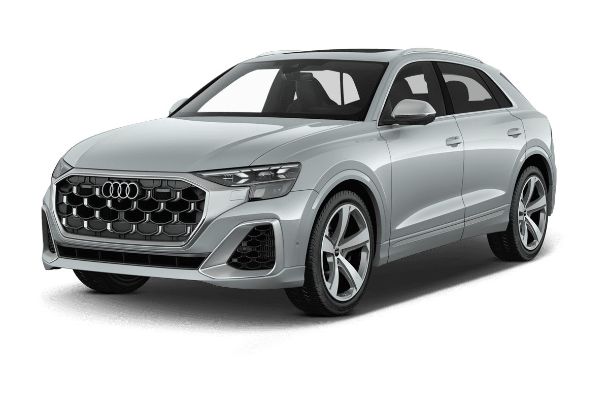 Schräge Frontansicht eines Audi SQ8 SUV, freigestellt