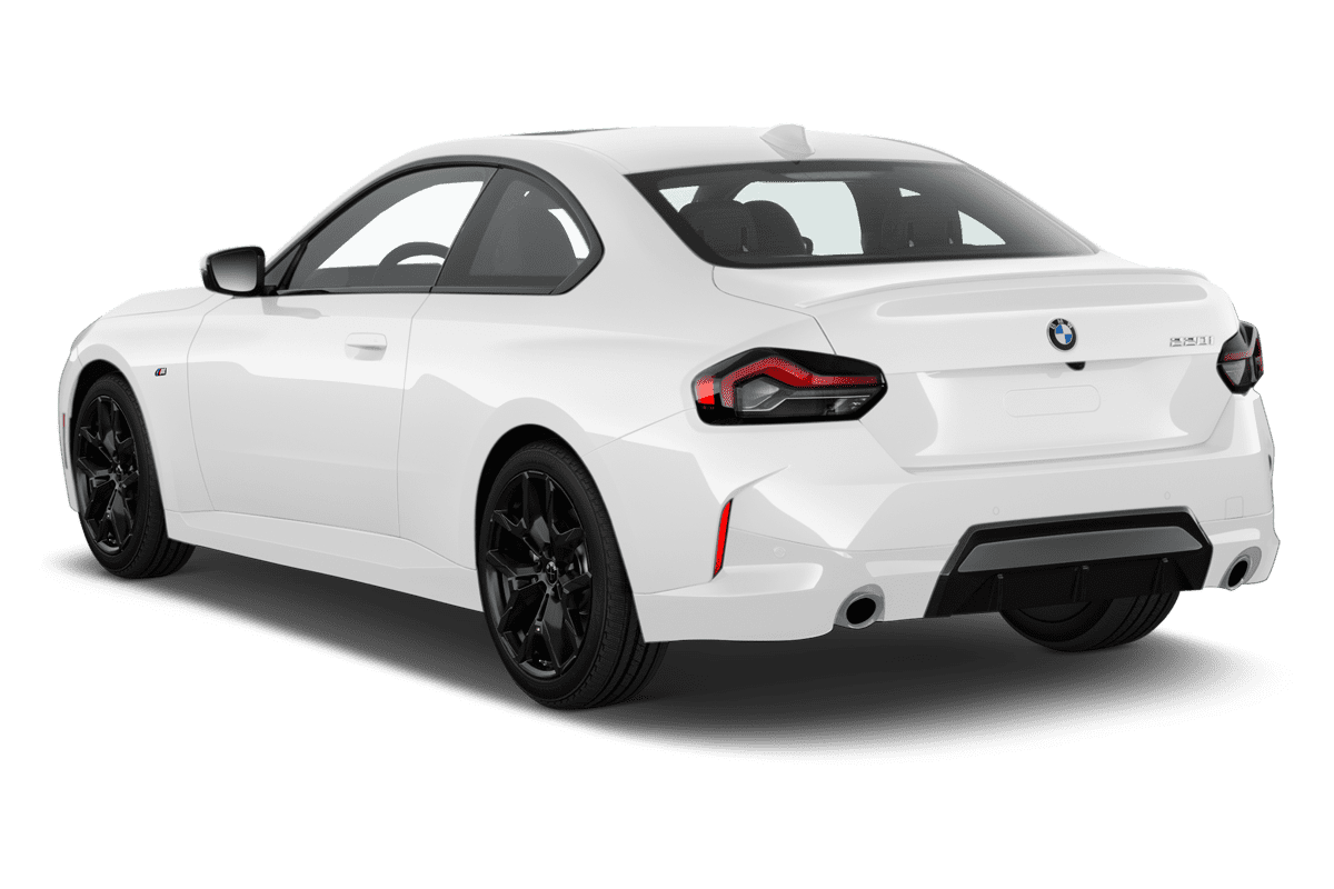 Schräge Heckansicht eines BMW 2er Coupé , freigestellt