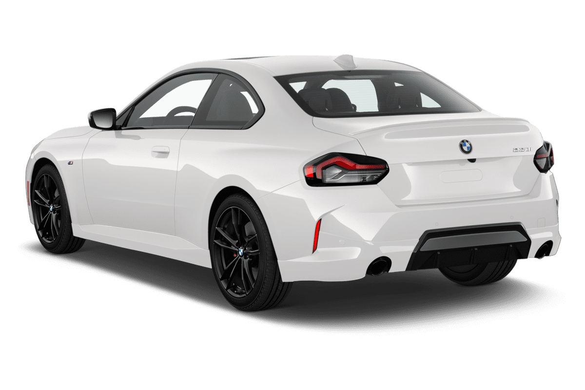 Schräge Heckansicht eines BMW 2er Coupé , freigestellt