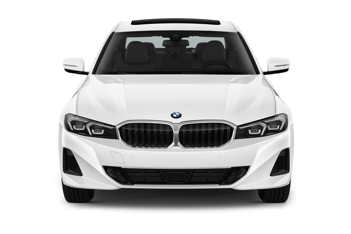 Frontansicht eines BMW 3er Limousine, freigestellt