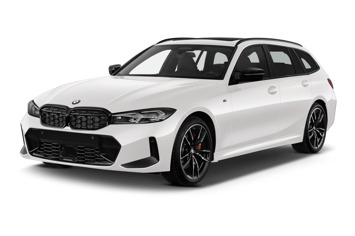 SchrƤge Frontansicht eines BMW 3er Touring, freigestellt