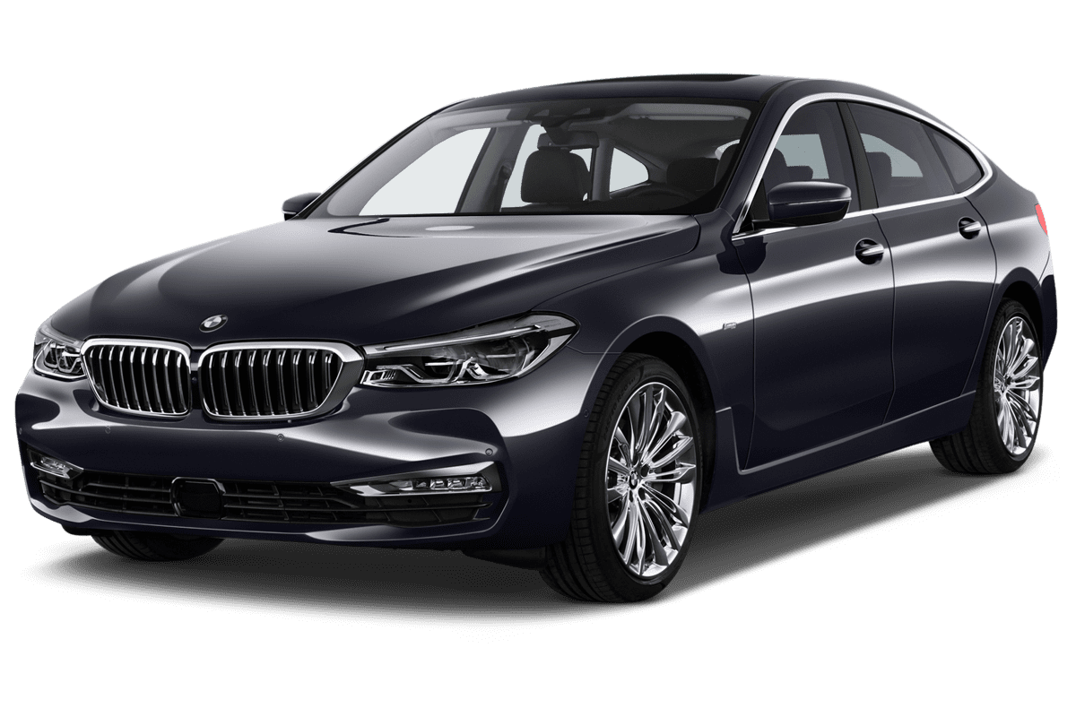 Schräge Frontansicht eines BMW 6er Gran Turismo, freigestellt