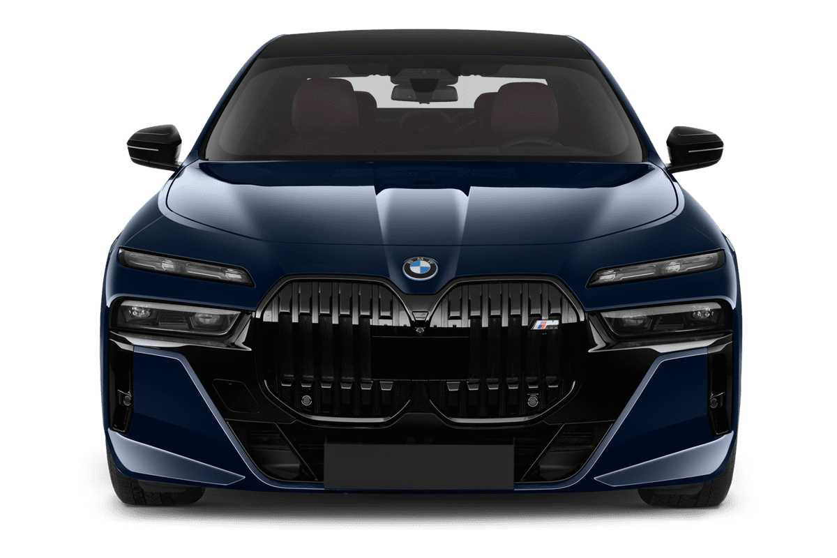 Frontansicht eines BMW 7er Limousine Plug-in-Hybrid, freigestellt
