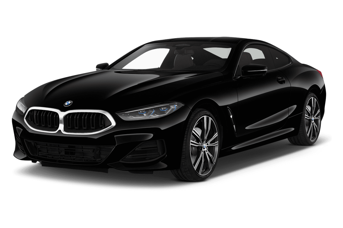 Schräge Frontansicht eines BMW 8er Coupé, freigestellt