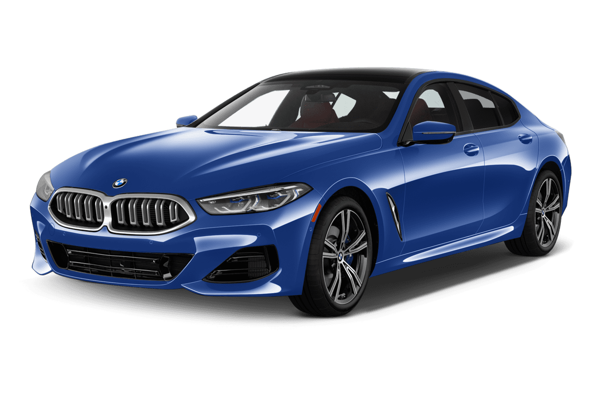 Schräge Frontansicht eines BMW 8er Gran Coupé, freigestellt