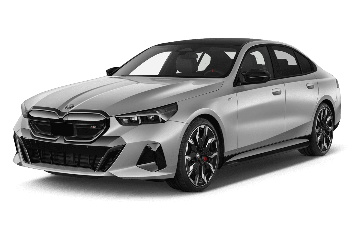 Schräge Frontansicht eines BMW i5, freigestellt