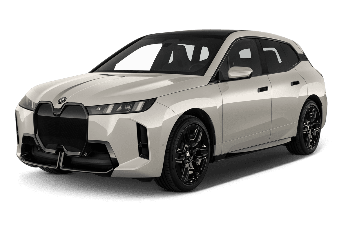 Schräge Frontansicht eines BMW iX, freigestellt