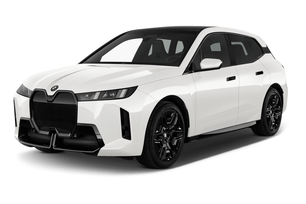 Schräge Frontansicht eines BMW iX, freigestellt