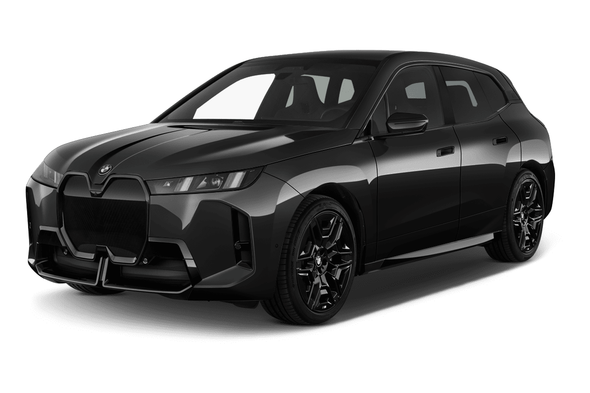 Schräge Frontansicht eines BMW iX, freigestellt