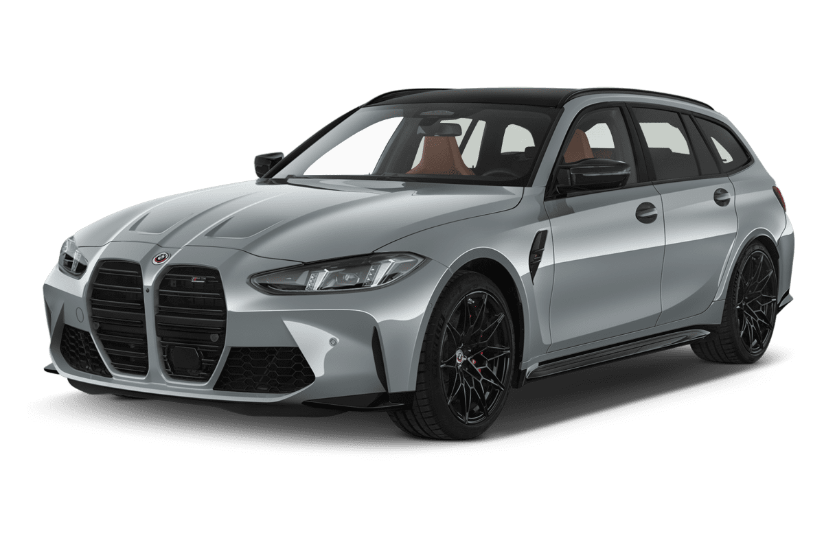 Schräge Frontansicht eines BMW M3 Touring, freigestellt