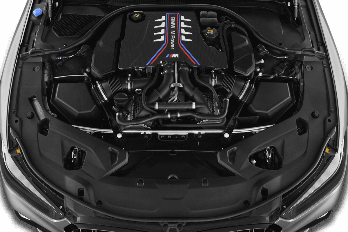 Motorraum eines BMW M8 Coupé