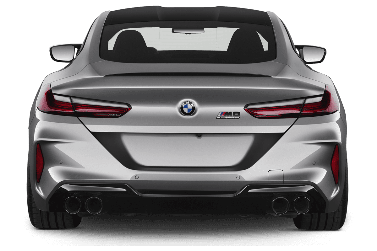 Heckansicht eines BMW M8 Coupé