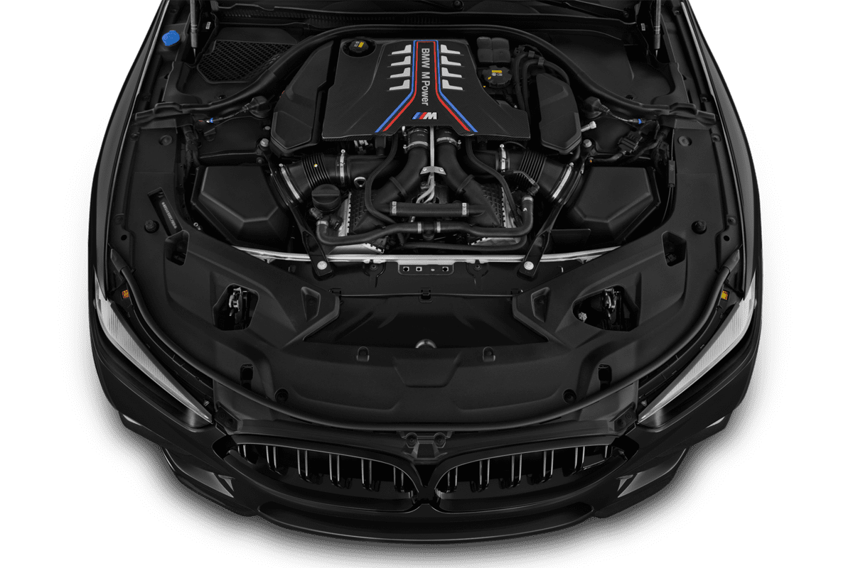 Motorraum eines BMW M8 Gran Coupé