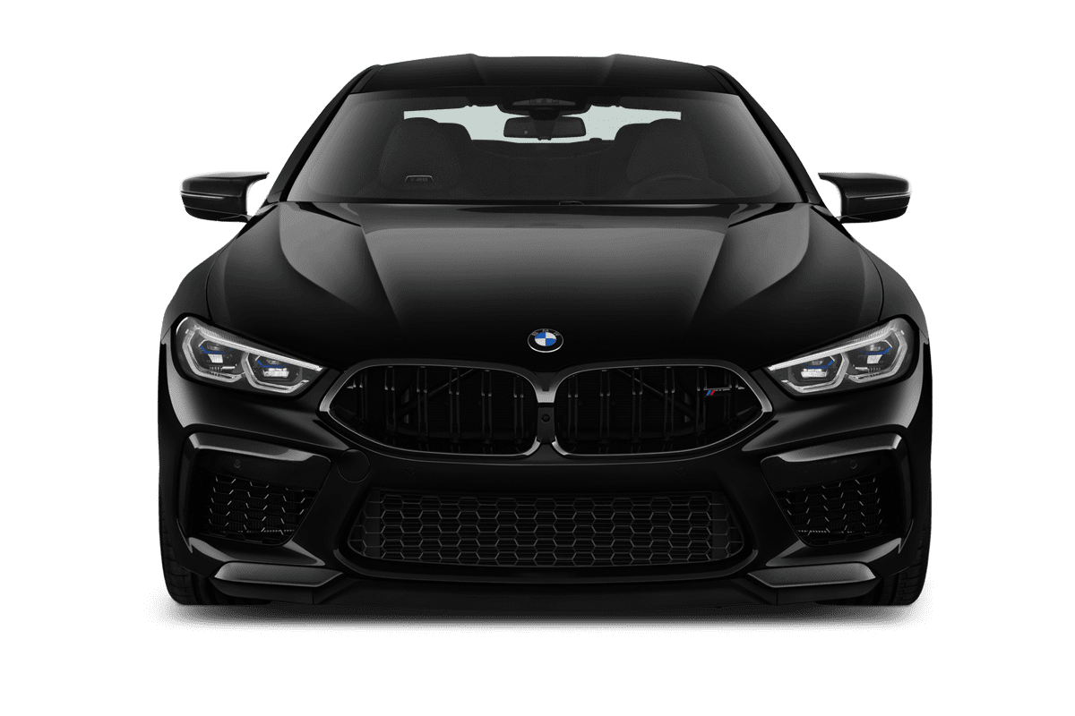 Frontansicht eines BMW M8 Gran Coupé, freigestellt