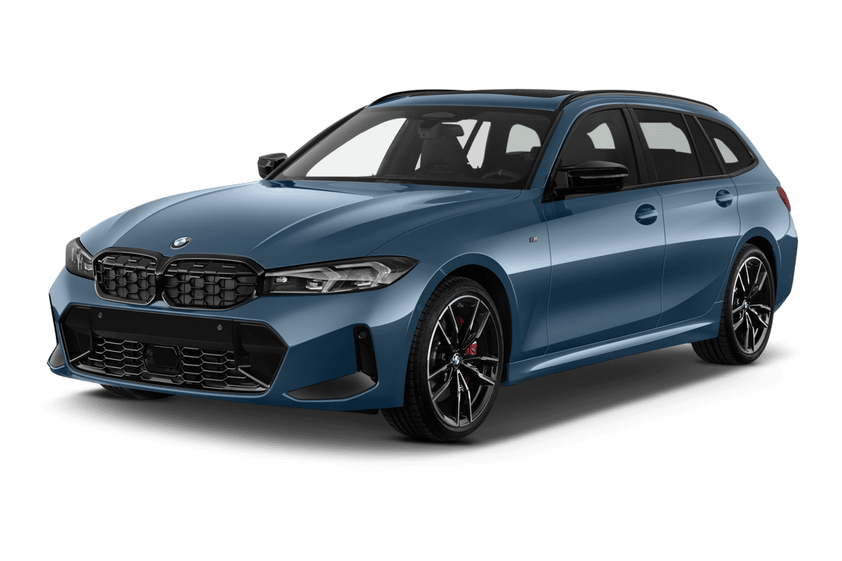 Schräge Frontansicht eines BMW 3er Touring, freigestellt