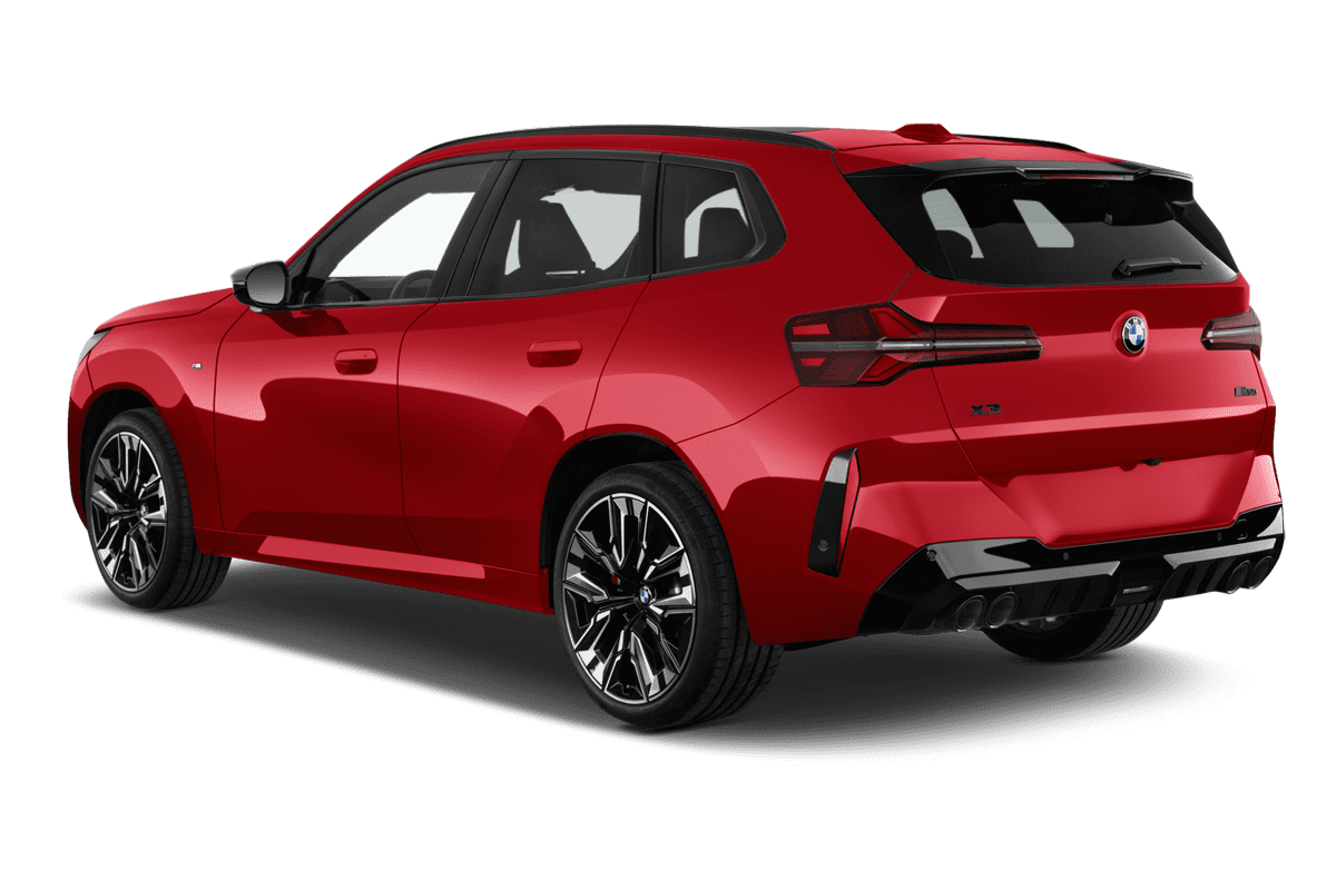 Schräge Heckansicht eines BMW X3, freigestellt
